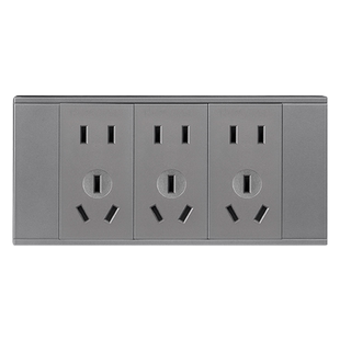 118型开关插座面板灰色9孔插座一开15孔三位五孔插座两开10孔插座