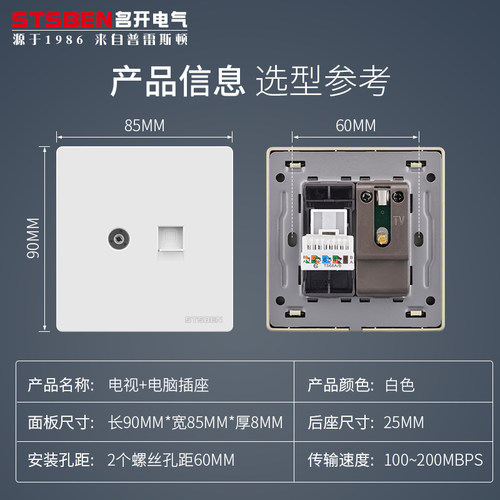 有线电视带电脑网口网络网线插座