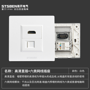 千兆网络网口带hdmi面板 86型暗装 视频高清HDMI 六类网线电脑插座