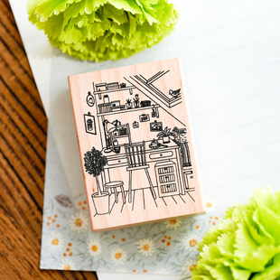 【Lookstamp】 原创可爱手账素材  风景 樱花 木质手帐印章