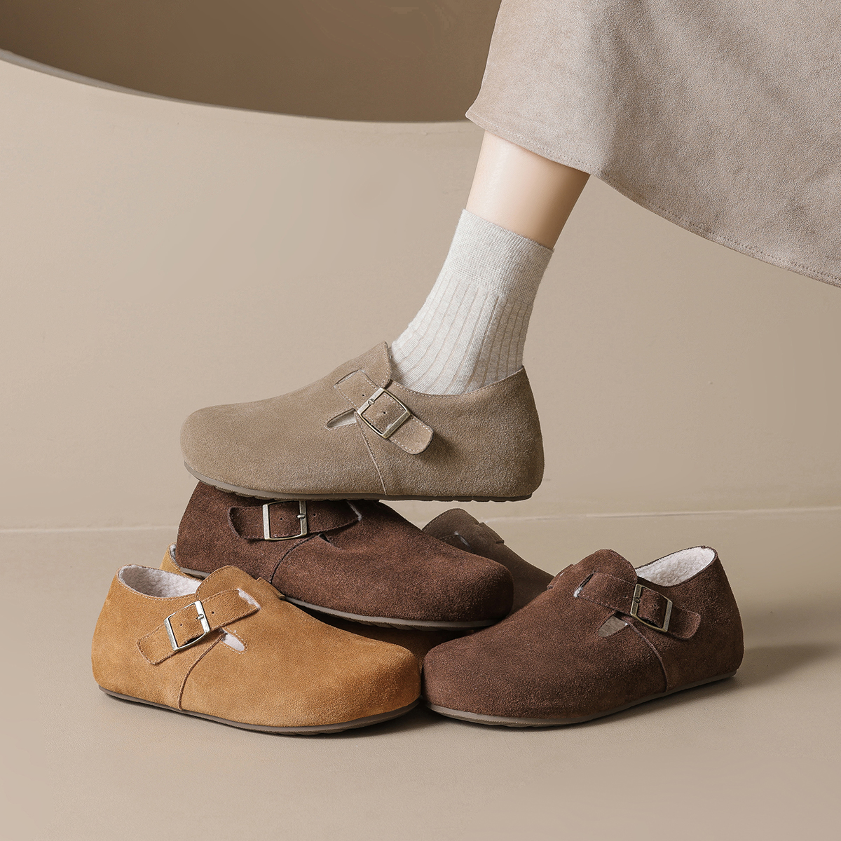 香港内增高加绒勃肯鞋厚底小个子