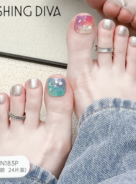 dashing diva指甲贴脚指甲穿戴式美甲甲片成品可拆卸假脚趾甲贴片