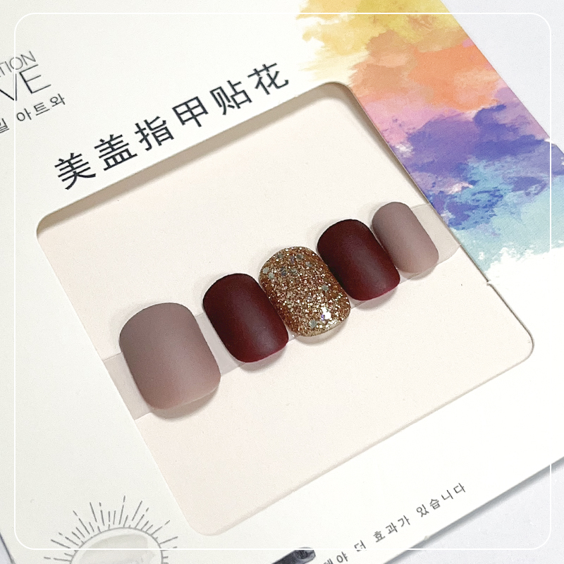 自带果冻胶穿戴甲秋冬指甲贴美甲贴片假指甲贴美甲套装 全套甲片