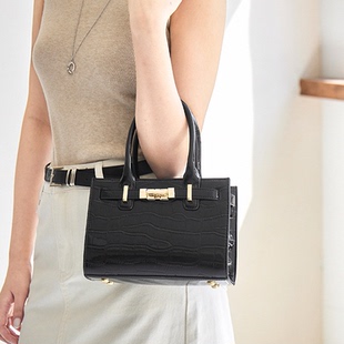 手提包复古风牛皮包鳄鱼纹凯利包时尚 百搭单肩斜挎包 新款 2026春季