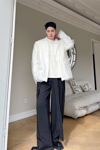 新款潮流网纱西服仙仙外套男气质复古风宽松上衣A452--6337--P145图片