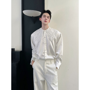 H214 重工蕾丝镂空云肩装 高级复古廓形上衣A452 衬衫 P115 饰长袖