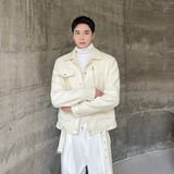 秋冬新款个性粗花呢翻领外套痞帅机车风经典夹克A452--6411--P145，男装夹克，电商A452