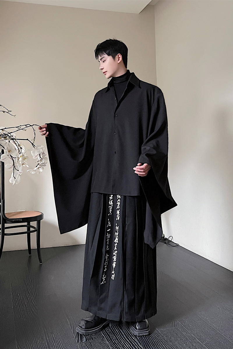 秋冬新款改良版大袖衬衫男女款风暗黑休闲上衣A452-6423--P95,男装衬衫,电商A452