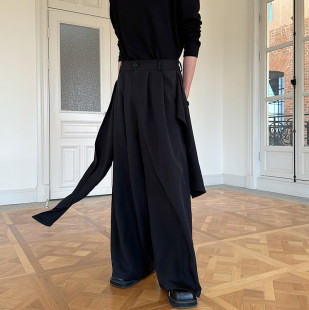 潮流拖地裤 个性 休闲裤 A452 P115 新款 6528 暗黑系设计感阔腿长裤