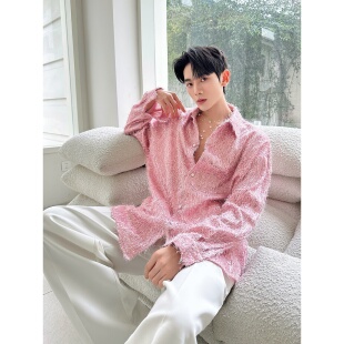 粉色流苏长袖 个性 衬衫 复古休闲廓形上衣A452 P115 春装 H217 新款