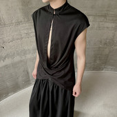 新中式 立领盘扣无袖 上衣交叉设计背心坎肩潮A452 夏季 6485 P75