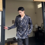秋季新中式禅意系带长袖衬衫男休闲风竹叶上衣A452-6391--P75，男装衬衫，电商A452