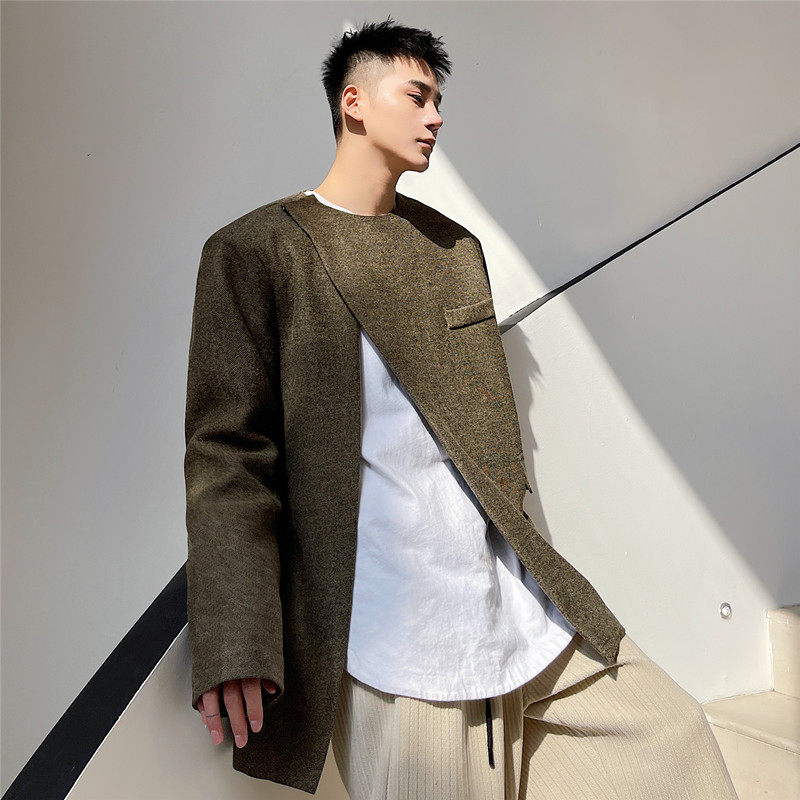 春上新韩版休闲斜开叉小西服男个性潮流圆领外套A452--6202--P120,男装西服,电商A452