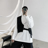 暗黑风链条装饰高领打底衫复古风休闲百搭长袖上衣A452--653--P75，男装T恤，电商A452