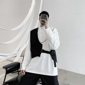 暗黑风链条装饰高领打底衫复古风休闲百搭长袖上衣A452--653--P75图片