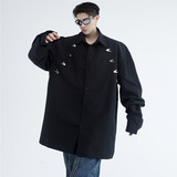 新款机能风帅气长袖衬衫小众装饰扣休闲廓形上衣A452--6306--P85，男装衬衫，电商A452