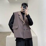 新款复古风西装马甲男经典翻领百搭宽松坎肩外套A452--6162--P85，男装西服套装，电商A452