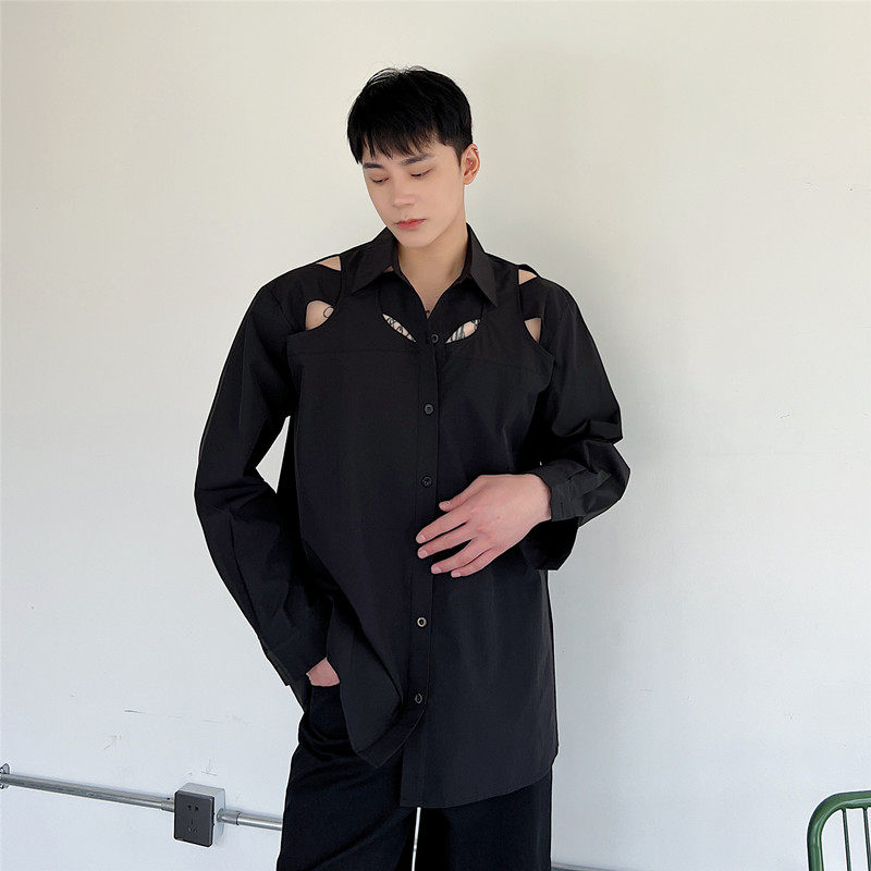 夏上新小众设计肩部镂空设计小心机复古风长袖衬衫A452--H83--P75图片