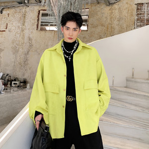 秋冬新款大热荧光色鹿皮绒外套男复古港风上衣潮A452--1976--P95图片
