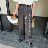 新中式直筒休闲拖地裤复古休闲暗纹飘带休闲裤A452--H162--P95，男装休闲裤，电商A452