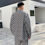 韩版月牙图案休闲长袖印花衬衫复古洋气潮流上衣A452--6229--P85，男装衬衫，电商A452