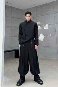 新款风盘扣短款小西服个性潮流中式西装外套A452--6313--P135图片