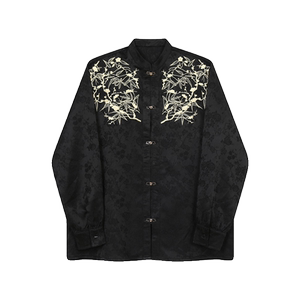 新中式立领改良版汉服上衣重工刺绣复古长袖衬衫A452--6476--P115图片