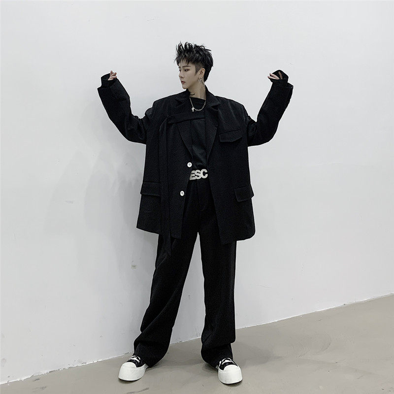 新款复古黑色西服长裤男韩版百搭休闲直筒长裤潮A452--606--P65图片