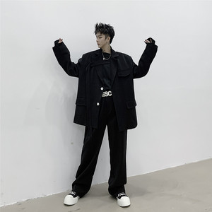新款复古黑色西服长裤男韩版百搭休闲直筒长裤潮A452--606--P65图片
