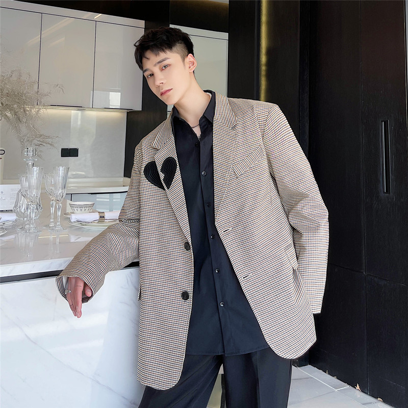 早春新款复古格子小西服韩版流行宽松西装外套A452--6111--P125,男装西服套装,电商A452