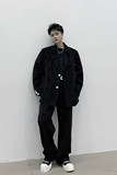 新款复古黑色西服长裤男韩版百搭休闲直筒长裤潮A452--606--P65，男装西裤，电商A452