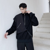 机车风假两件套头休闲卫衣暗黑个性 长袖 上衣A452 新款 695 P85