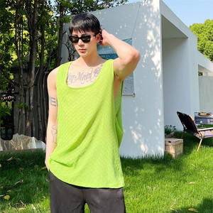 夏上新纯色套头圆领背心时尚度假风无袖休闲上衣A452--6258--P65，男装背心/马甲，电商A452