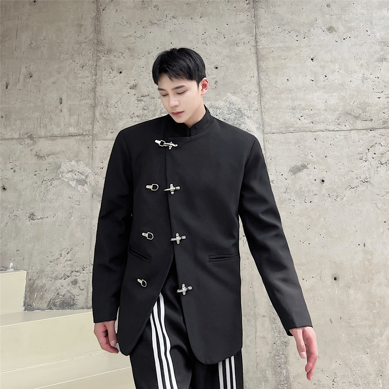 个性飞机扣立领小西服风中山装休闲暗黑外套A452--6269--P125,男装西服,电商A452