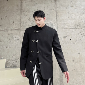 个性飞机扣立领小西服风中山装休闲暗黑外套A452--6269--P125图片