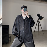 新款珠光豹纹长袖衬衫复古舞台装夜店风造型师上衣A452--H29--P75，男装衬衫，电商A452