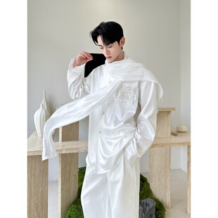 6555 新款 飘带设计宽松衬衣A452 衬衫 P125 缎面贵气长袖