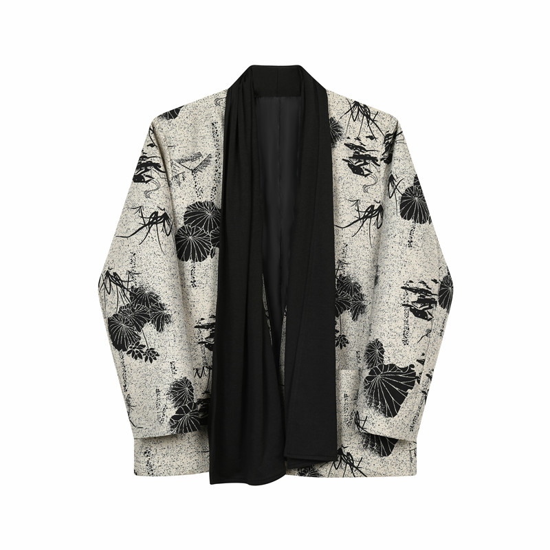 个性小众围巾款西装外套复古风印花西服上衣A452--6475--P165,男装西服套装,电商A452