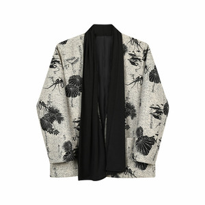个性小众围巾款西装外套复古风印花西服上衣A452--6475--P165图片