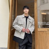 个性 拼接休闲夹克外套潮流百搭设计师款 上衣A452 韩版 6317 P135