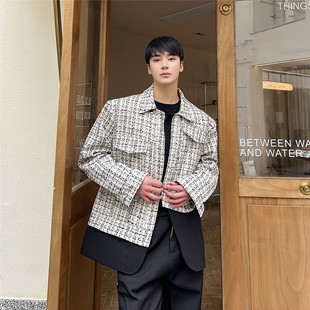 6317 韩版 上衣A452 拼接休闲夹克外套潮流百搭设计师款 P135 个性