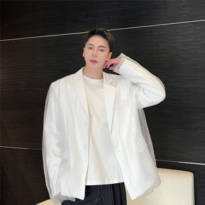 新款潮流网纱西服仙仙外套男气质复古风宽松上衣A452--6337--P145图片