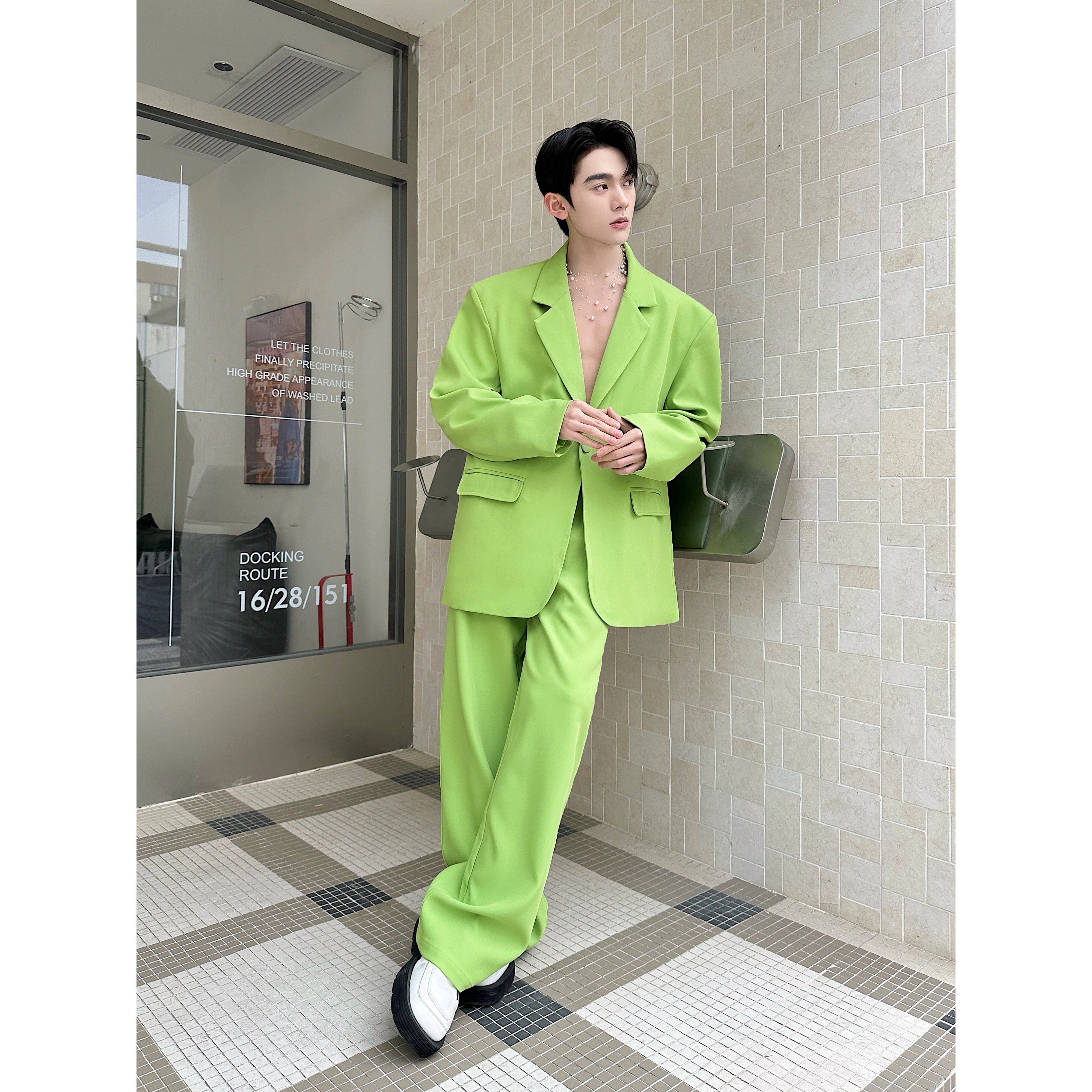 春季新款高级感亮色西服套装时尚潮流休闲西装套装A452-6553-P245,男装西服套装,电商A452
