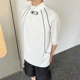 夏新半拉链套头半袖T恤男机能风明线设计潮流上衣A452--6372--P75，男装T恤，电商A452