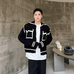 P115 MY35 秋冬新款 复古小香风拼色休闲毛衣外套A452