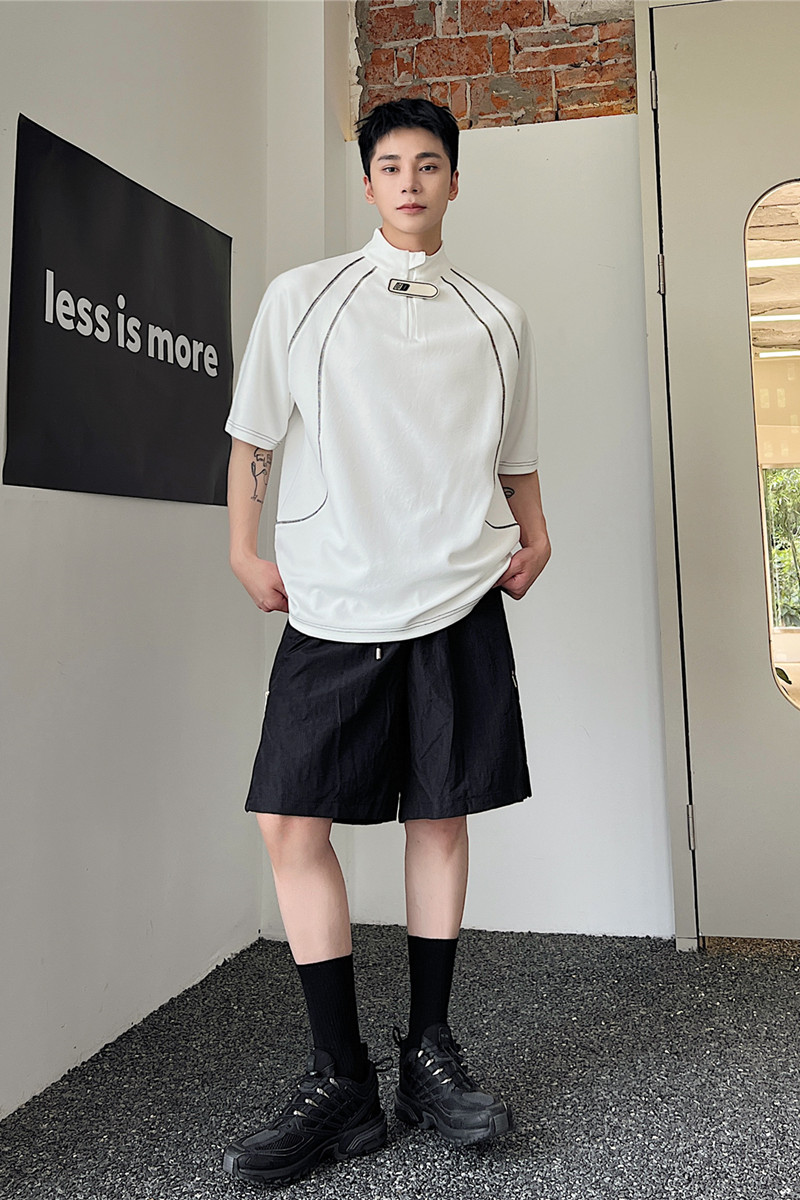 夏新半拉链套头半袖T恤男机能风明线设计潮流上衣A452--6372--P75,男装T恤,电商A452