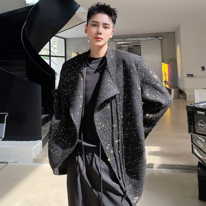 冬新款定制亮丝小香风外套个性绑带法式西服上衣A452--6196--P165