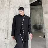 新款贝壳纽扣装饰立领小西服韩版休闲中山装外套A452--6268--P145，男装西服，电商A452