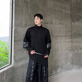 秋冬款 P95 6426 新中式 半高领套头卫衣不对称设计国潮风上衣A452