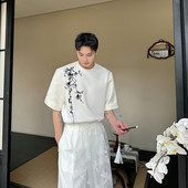 H169 夏新款 P90 国潮风短袖 A452 重工刺绣圆领T恤半袖 上衣新中式